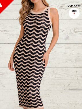 Old Navy Crochet Midi Dress – NWT – Black & Beige